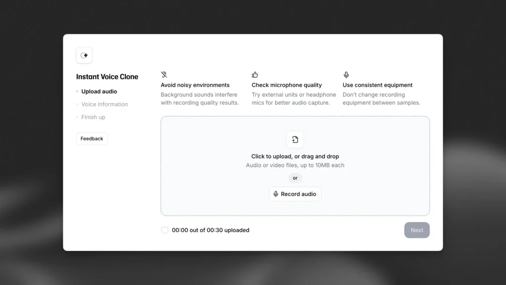 IVC instant voice cloning