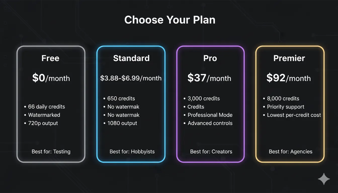 Kling AI pricing tiers compared with feature breakdown and credit allocation