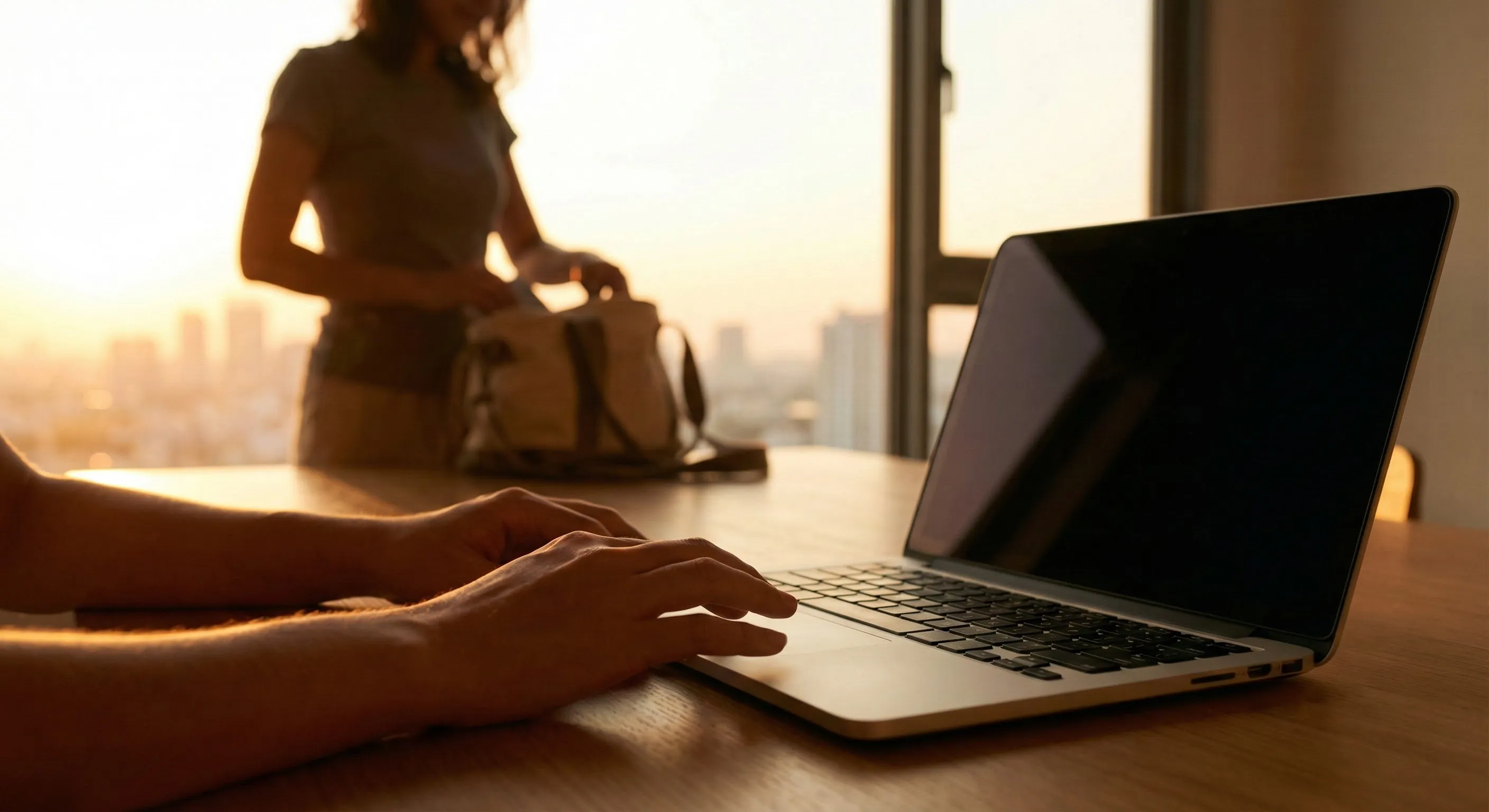 A person closing their laptop with a satisfied smile, having made their choice