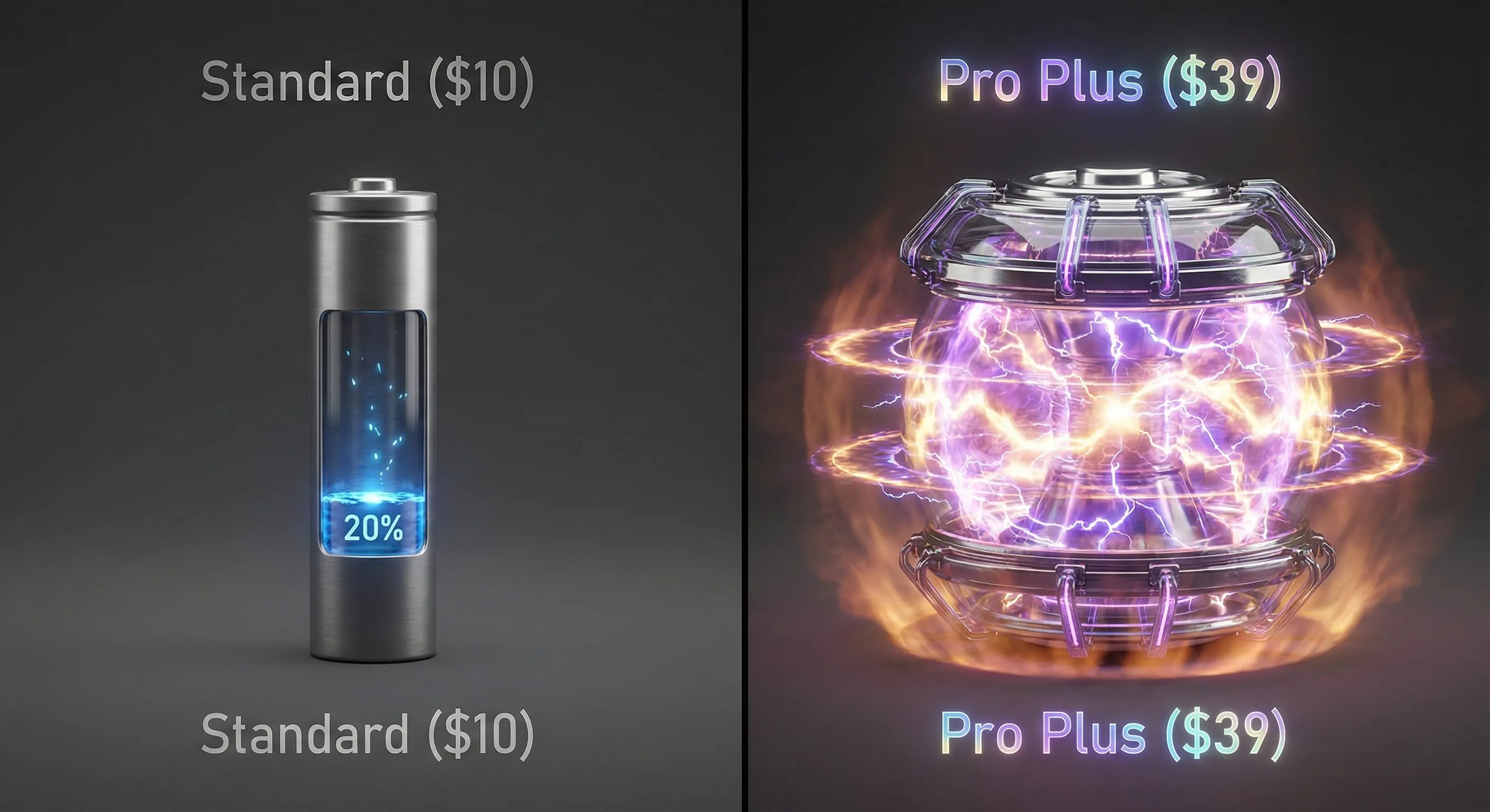 Chart comparing Copilot Pro vs Pro Plus pricing tiers and limits