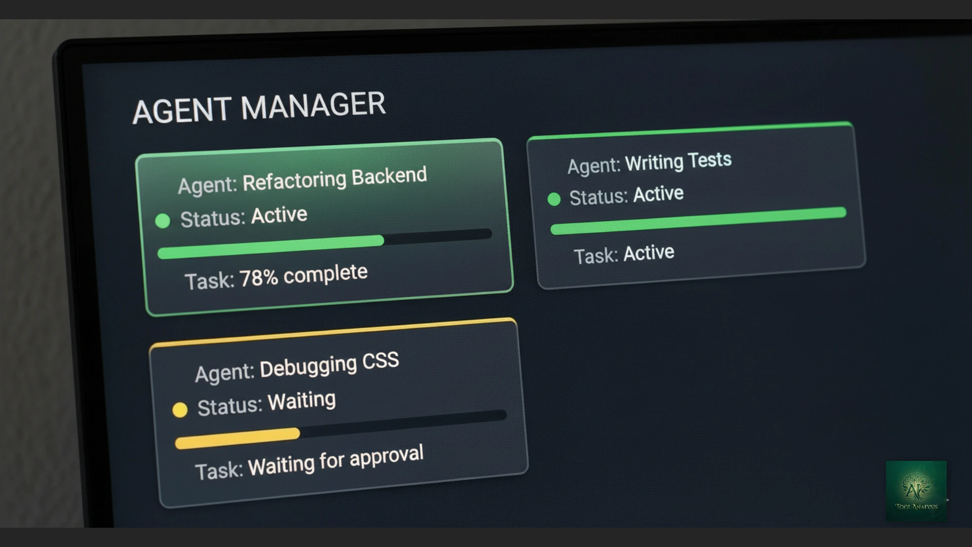Google Antigravity Agent Manager interface showing multiple parallel agents working on different tasks