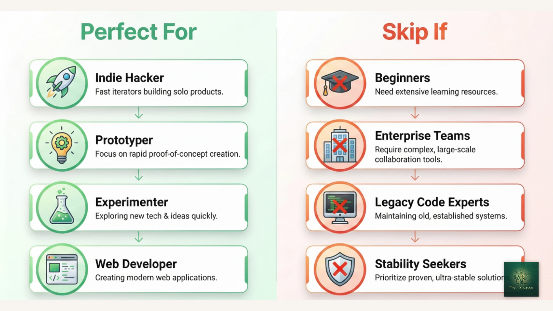 User persona comparison showing ideal and non-ideal users for Google Antigravity